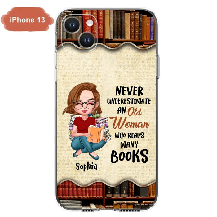 Custom Personalized Old Woman Books Phone Case -  Gift Idea For Books Lover - Case For iPhone And Samsung