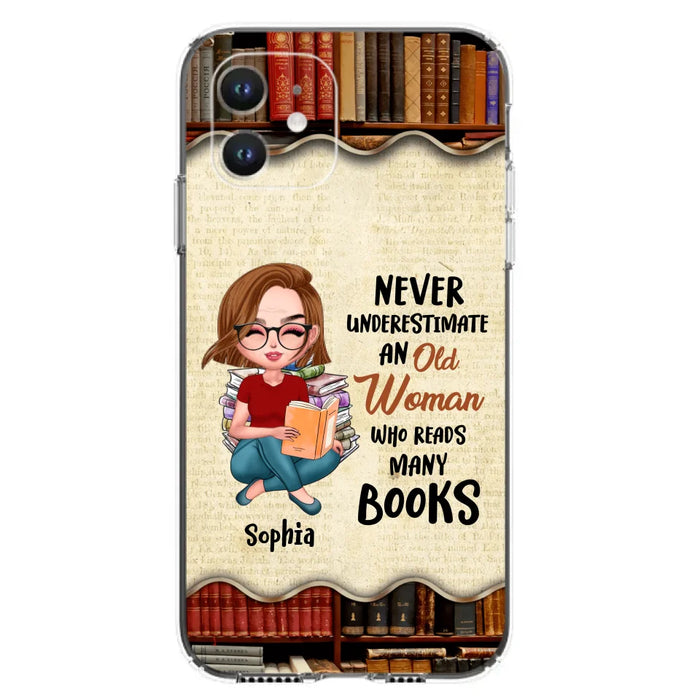 Custom Personalized Old Woman Books Phone Case -  Gift Idea For Books Lover - Case For iPhone And Samsung