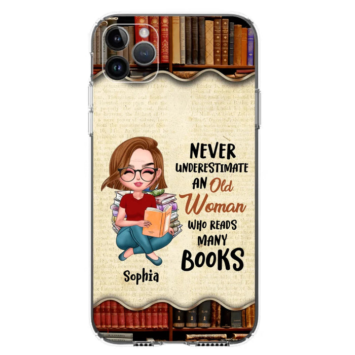 Custom Personalized Old Woman Books Phone Case -  Gift Idea For Books Lover - Case For iPhone And Samsung