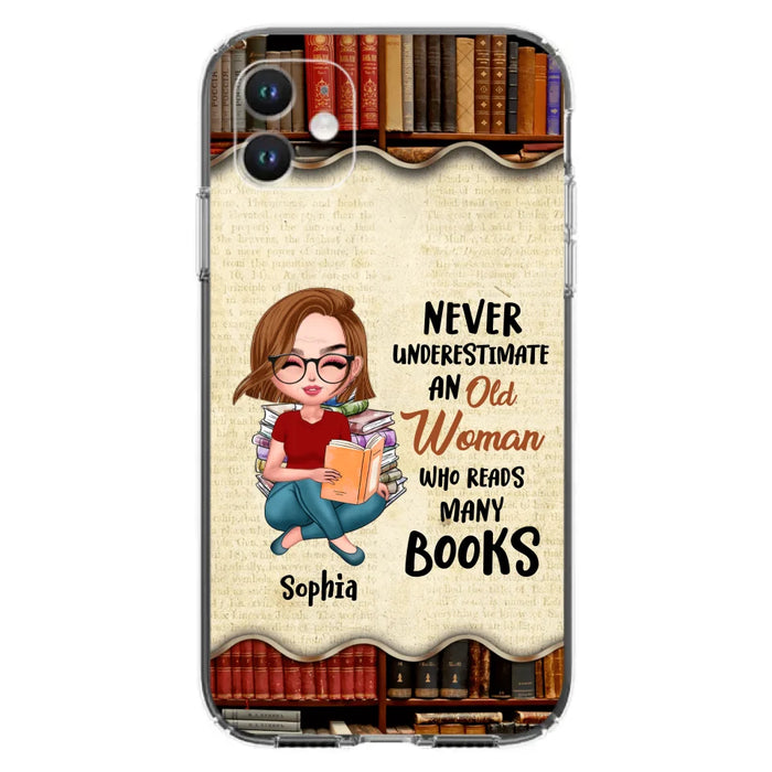 Custom Personalized Old Woman Books Phone Case -  Gift Idea For Books Lover - Case For iPhone And Samsung