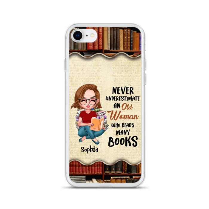 Custom Personalized Old Woman Books Phone Case -  Gift Idea For Books Lover - Case For iPhone And Samsung