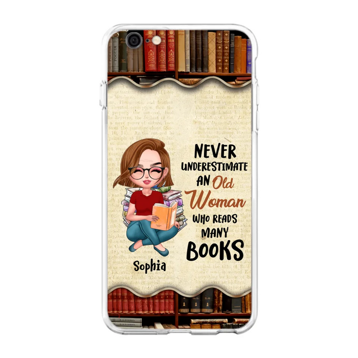 Custom Personalized Old Woman Books Phone Case -  Gift Idea For Books Lover - Case For iPhone And Samsung