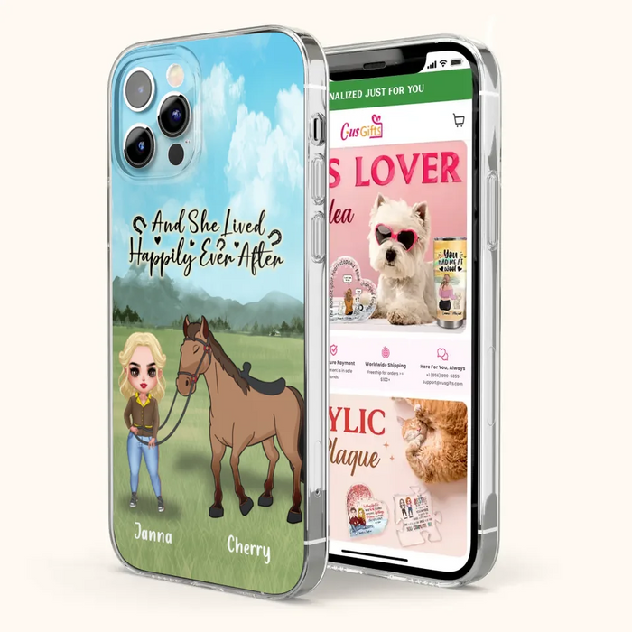 Custom Personalized Horse Girl Chibi iPhone and Samsung Cases - Gift For Horse Lovers - And She Lived Happily Ever After