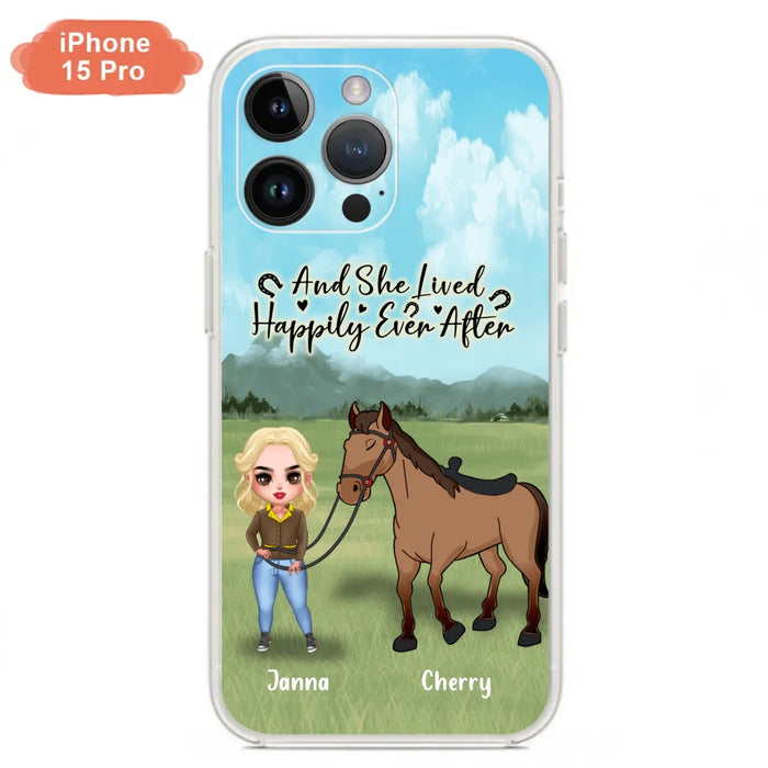 Custom Personalized Horse Girl Chibi iPhone and Samsung Cases - Gift For Horse Lovers - And She Lived Happily Ever After