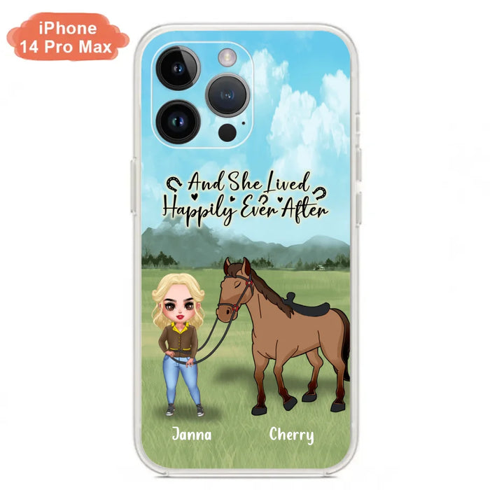 Custom Personalized Horse Girl Chibi iPhone and Samsung Cases - Gift For Horse Lovers - And She Lived Happily Ever After