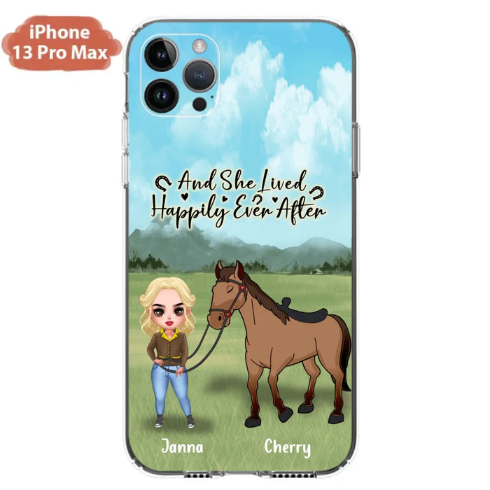 Custom Personalized Horse Girl Chibi iPhone and Samsung Cases - Gift For Horse Lovers - And She Lived Happily Ever After