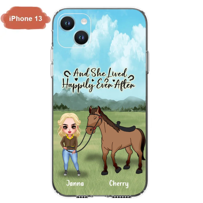 Custom Personalized Horse Girl Chibi iPhone and Samsung Cases - Gift For Horse Lovers - And She Lived Happily Ever After