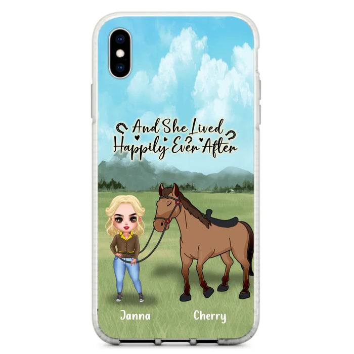 Custom Personalized Horse Girl Chibi iPhone and Samsung Cases - Gift For Horse Lovers - And She Lived Happily Ever After