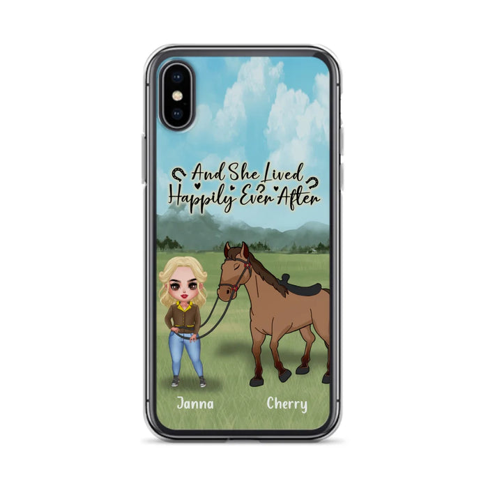 Custom Personalized Horse Girl Chibi iPhone and Samsung Cases - Gift For Horse Lovers - And She Lived Happily Ever After