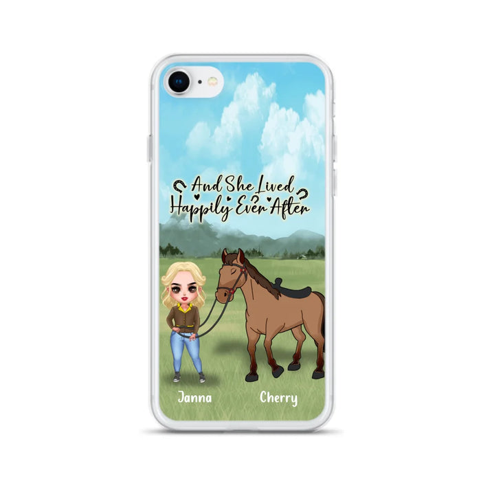 Custom Personalized Horse Girl Chibi iPhone and Samsung Cases - Gift For Horse Lovers - And She Lived Happily Ever After