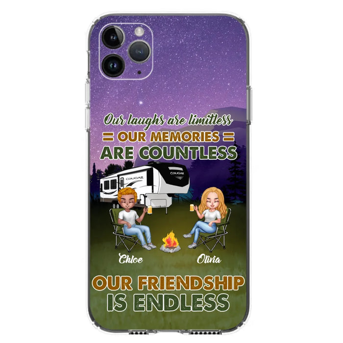 Custom Personalized Camping Friends Phone Case - Upto 4 People - Gift Idea For Friends/ Camping Lover - Life Is Better When You're Camping With Friends - Case For iPhone/Samsung