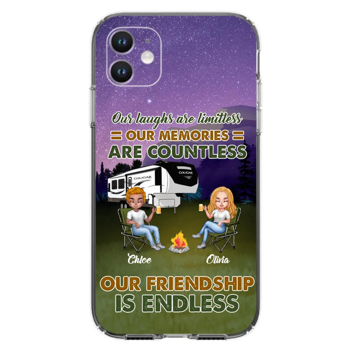 Custom Personalized Camping Friends Phone Case - Upto 4 People - Gift Idea For Friends/ Camping Lover - Life Is Better When You're Camping With Friends - Case For iPhone/Samsung