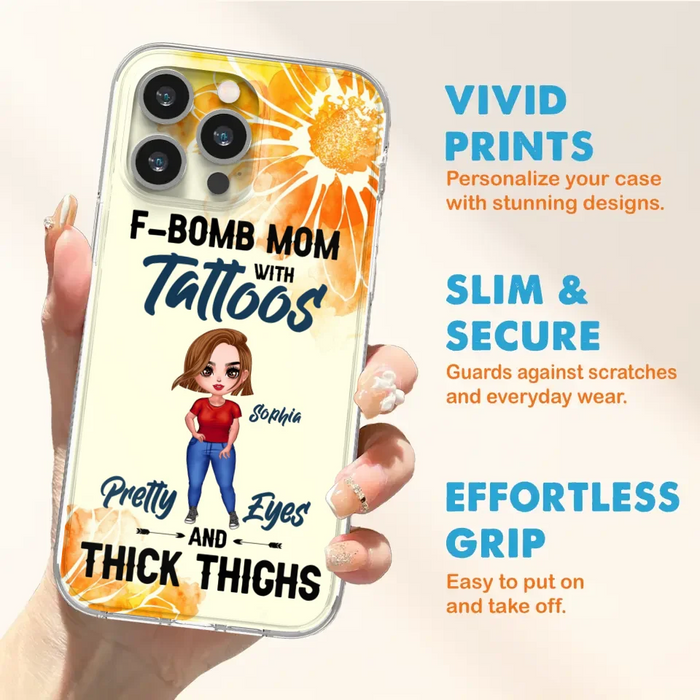 Custom Personalized F-Mom Phone Case for iPhone and Samsung - F-Bomb Mom with Tattoos