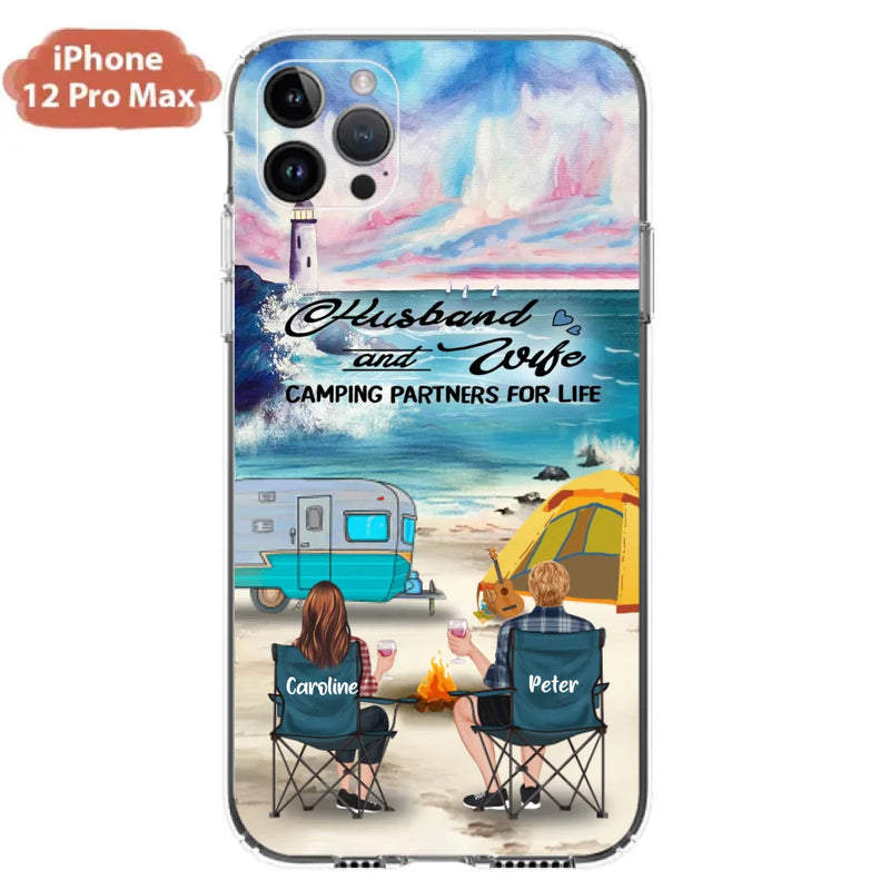 Custom Personalized Beach Camping Phone Case - Couple/ Parents With Upto 3 Kids And 3 Pets - Gift Idea For Camping Lover - Case For iPhone And Samsung