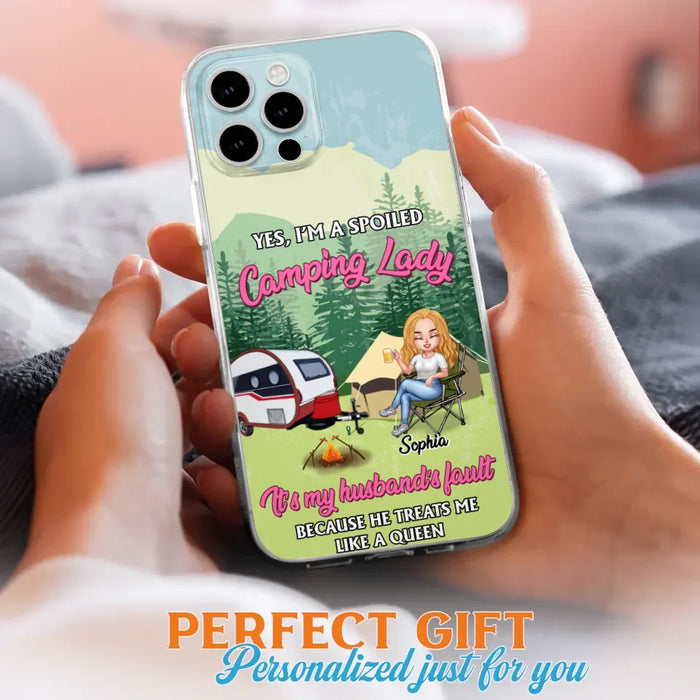 Custom Personalized Camping Lady Phone Case -  Gift Idea For Camping Lovers - Cases For iPhone/Samsung