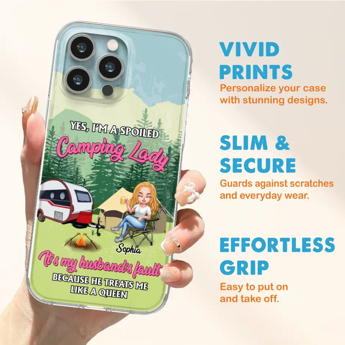 Custom Personalized Camping Lady Phone Case -  Gift Idea For Camping Lovers - Cases For iPhone/Samsung