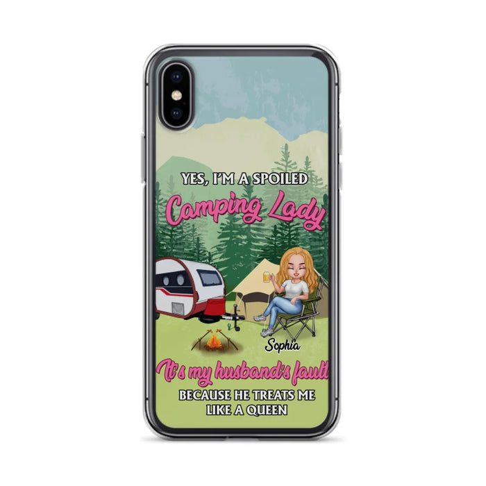 Custom Personalized Camping Lady Phone Case -  Gift Idea For Camping Lovers - Cases For iPhone/Samsung