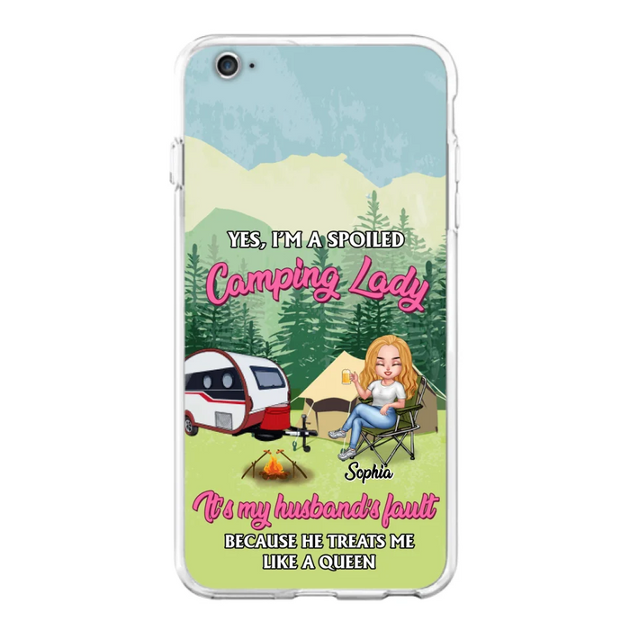 Custom Personalized Camping Lady Phone Case -  Gift Idea For Camping Lovers - Cases For iPhone/Samsung