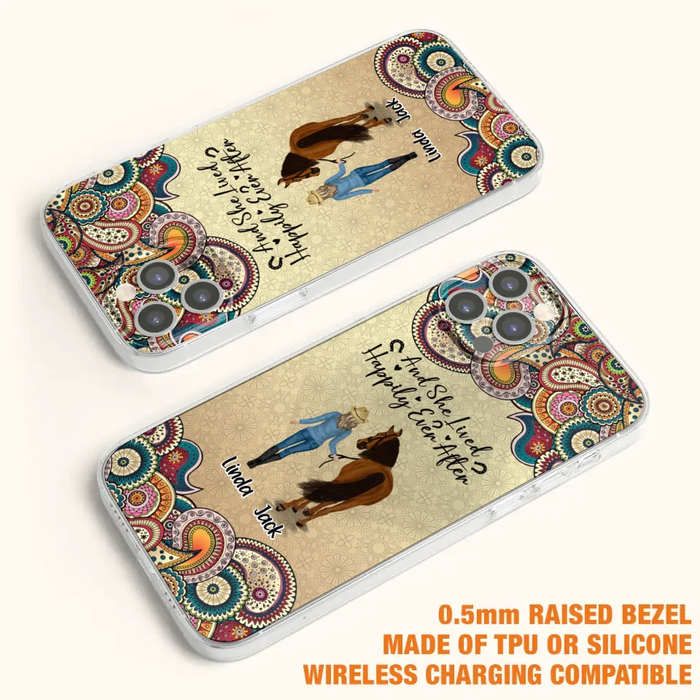 Custom Personalized Horse Girl Phone Case - Upto 4 Horses - Gift Idea For Horse Lovers - And She Lived Happily Ever After - Case For iPhone/Samsung