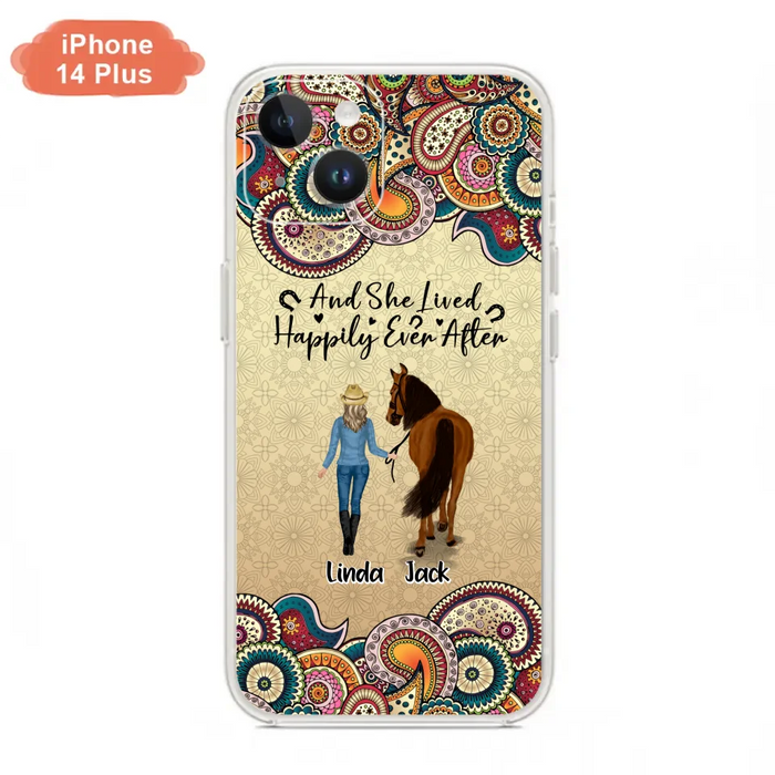 Custom Personalized Horse Girl Phone Case - Upto 4 Horses - Gift Idea For Horse Lovers - And She Lived Happily Ever After - Case For iPhone/Samsung