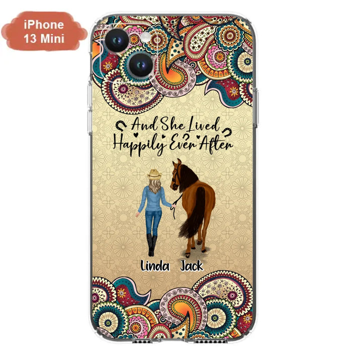 Custom Personalized Horse Girl Phone Case - Upto 4 Horses - Gift Idea For Horse Lovers - And She Lived Happily Ever After - Case For iPhone/Samsung