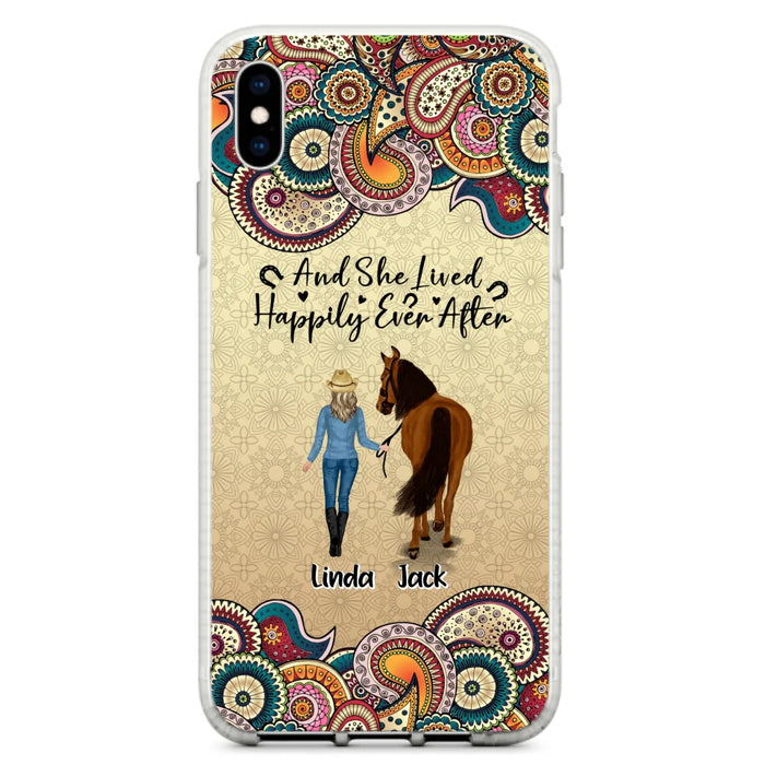 Custom Personalized Horse Girl Phone Case - Upto 4 Horses - Gift Idea For Horse Lovers - And She Lived Happily Ever After - Case For iPhone/Samsung