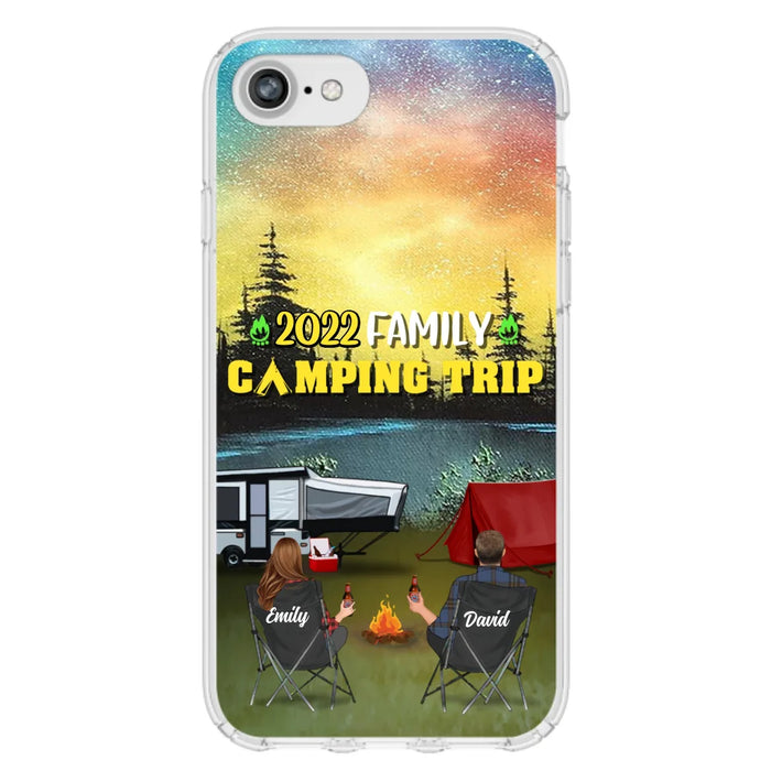 Custom Personalized Family Camping Trip Phone Case - Couple/ Single Parent/ Parents With Upto 2 Kids And 3 Pets - Gift Idea For Whole Family/ Camping Lover - Case For iPhone And Samsung