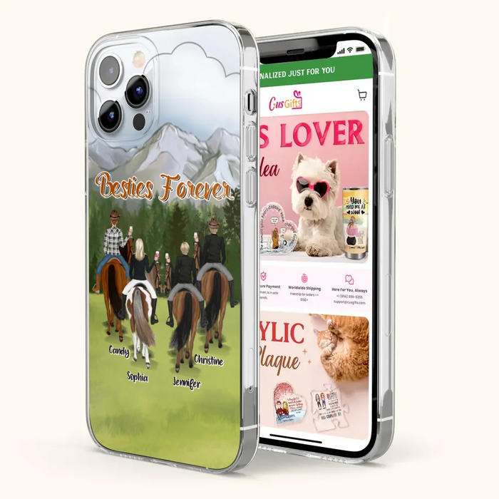 Custom Personalized Riding Horse Friends iPhone/Samsung Cases - Gift for Besties, Horse Lovers - Up to 4 Besties - Besties Forever