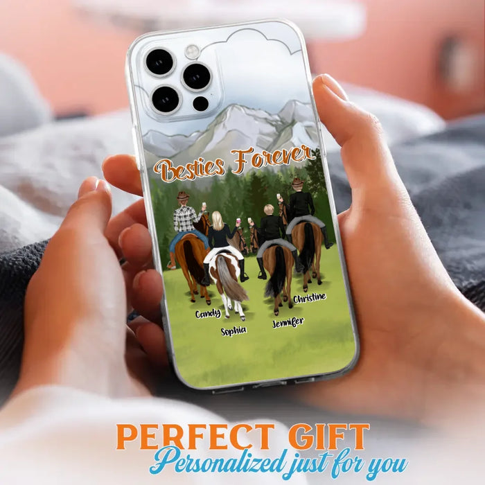 Custom Personalized Riding Horse Friends iPhone/Samsung Cases - Gift for Besties, Horse Lovers - Up to 4 Besties - Besties Forever