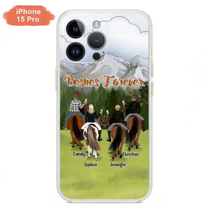 Custom Personalized Riding Horse Friends iPhone/Samsung Cases - Gift for Besties, Horse Lovers - Up to 4 Besties - Besties Forever