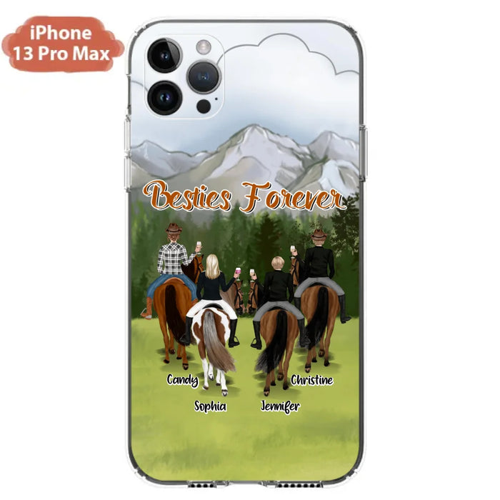 Custom Personalized Riding Horse Friends iPhone/Samsung Cases - Gift for Besties, Horse Lovers - Up to 4 Besties - Besties Forever