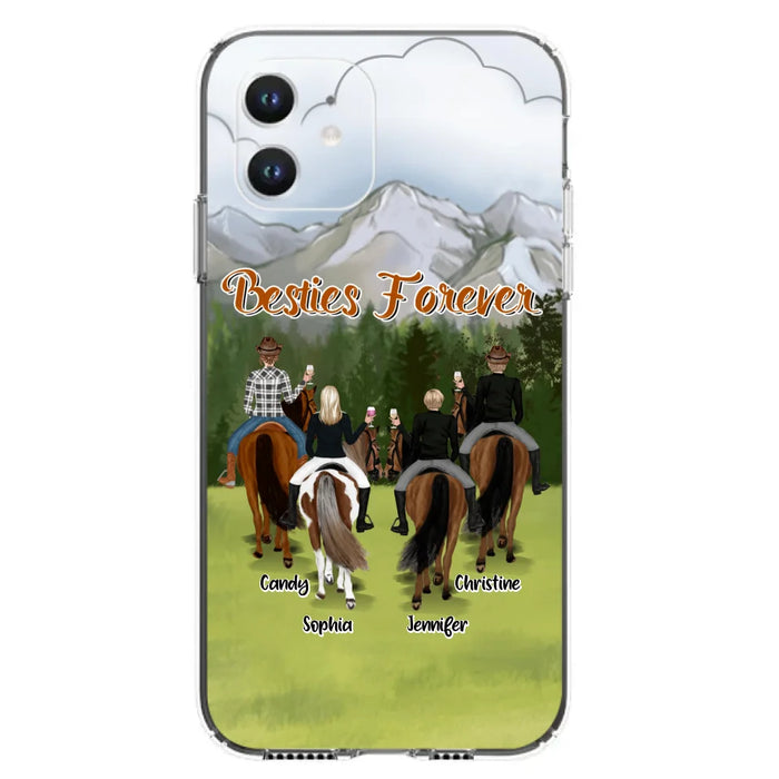 Custom Personalized Riding Horse Friends iPhone/Samsung Cases - Gift for Besties, Horse Lovers - Up to 4 Besties - Besties Forever