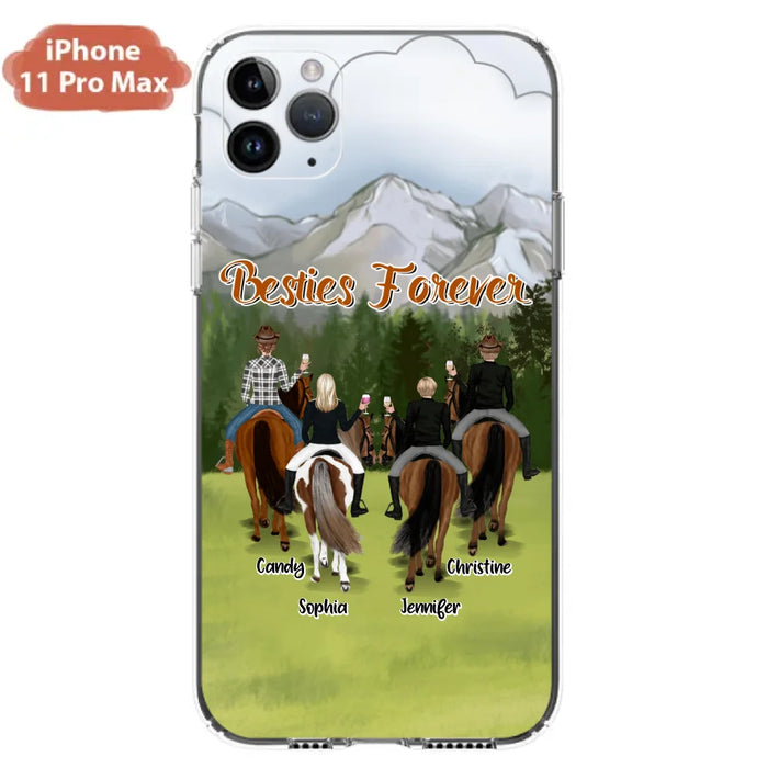 Custom Personalized Riding Horse Friends iPhone/Samsung Cases - Gift for Besties, Horse Lovers - Up to 4 Besties - Besties Forever