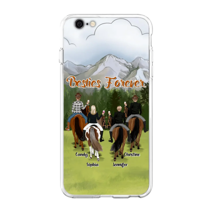 Custom Personalized Riding Horse Friends iPhone/Samsung Cases - Gift for Besties, Horse Lovers - Up to 4 Besties - Besties Forever