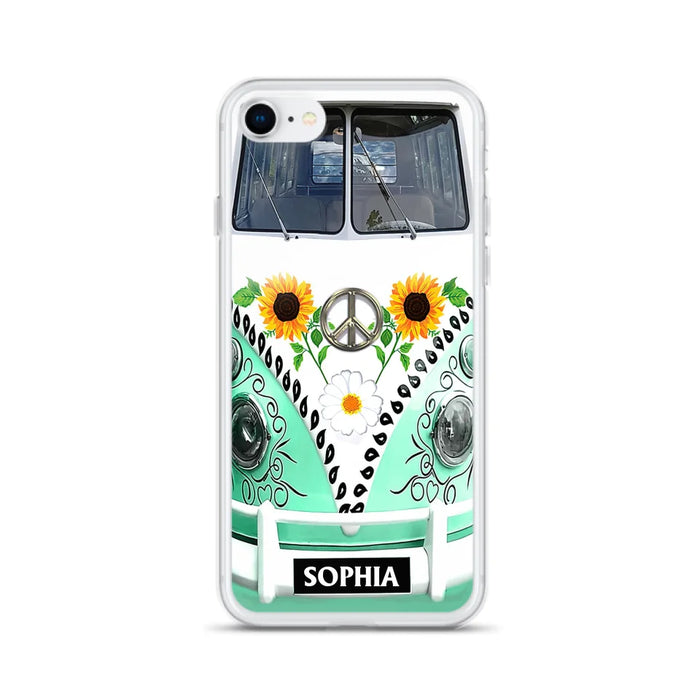 Custom Personalized Sunflower Peace Bus Phone Case - Best Gift Idea For Bus Lovers - Cases For iPhone And Samsung