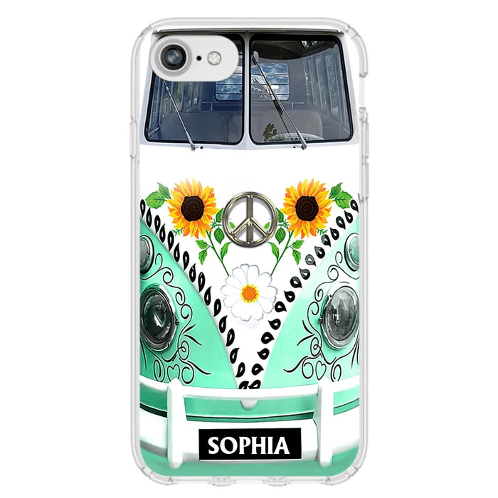 Custom Personalized Sunflower Peace Bus Phone Case - Best Gift Idea For Bus Lovers - Cases For iPhone And Samsung