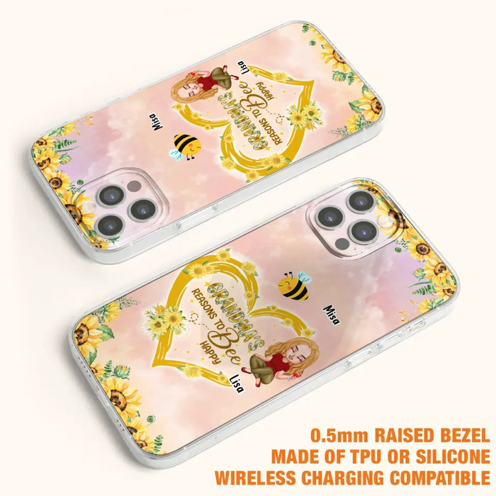 Custom Personalized Grandma Phone Case - Up to 6 Kids - Mother's Day Gift For Grandma - Grandma's Reasons To Bee Happy - Case For iPhone And Samsung