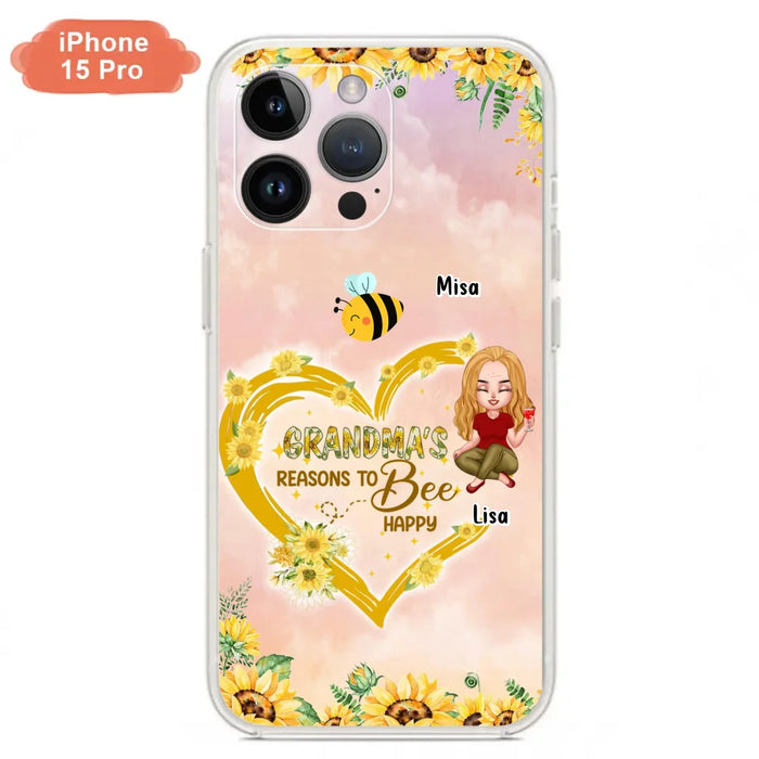 Custom Personalized Grandma Phone Case - Up to 6 Kids - Mother's Day Gift For Grandma - Grandma's Reasons To Bee Happy - Case For iPhone And Samsung