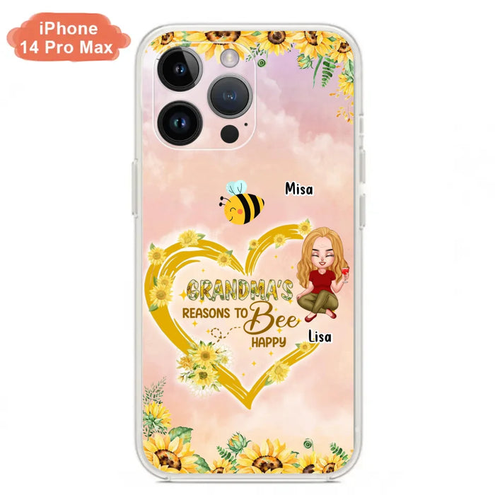 Custom Personalized Grandma Phone Case - Up to 6 Kids - Mother's Day Gift For Grandma - Grandma's Reasons To Bee Happy - Case For iPhone And Samsung