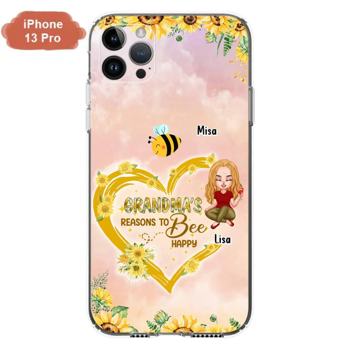 Custom Personalized Grandma Phone Case - Up to 6 Kids - Mother's Day Gift For Grandma - Grandma's Reasons To Bee Happy - Case For iPhone And Samsung