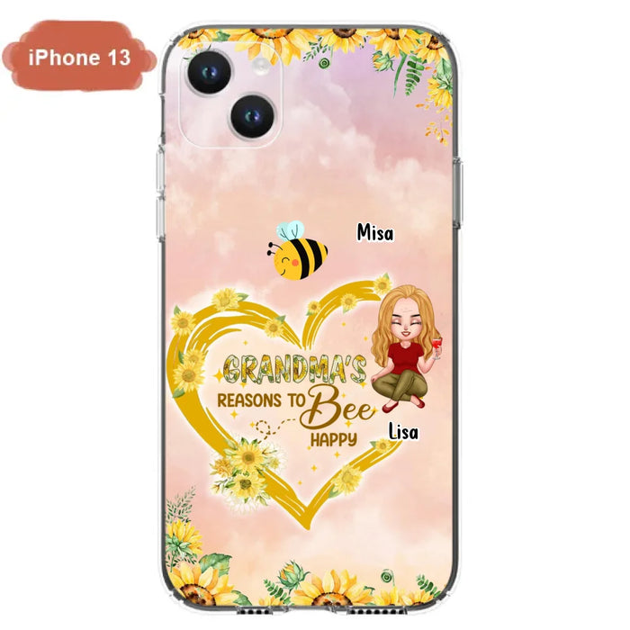 Custom Personalized Grandma Phone Case - Up to 6 Kids - Mother's Day Gift For Grandma - Grandma's Reasons To Bee Happy - Case For iPhone And Samsung