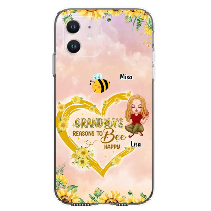 Custom Personalized Grandma Phone Case - Up to 6 Kids - Mother's Day Gift For Grandma - Grandma's Reasons To Bee Happy - Case For iPhone And Samsung