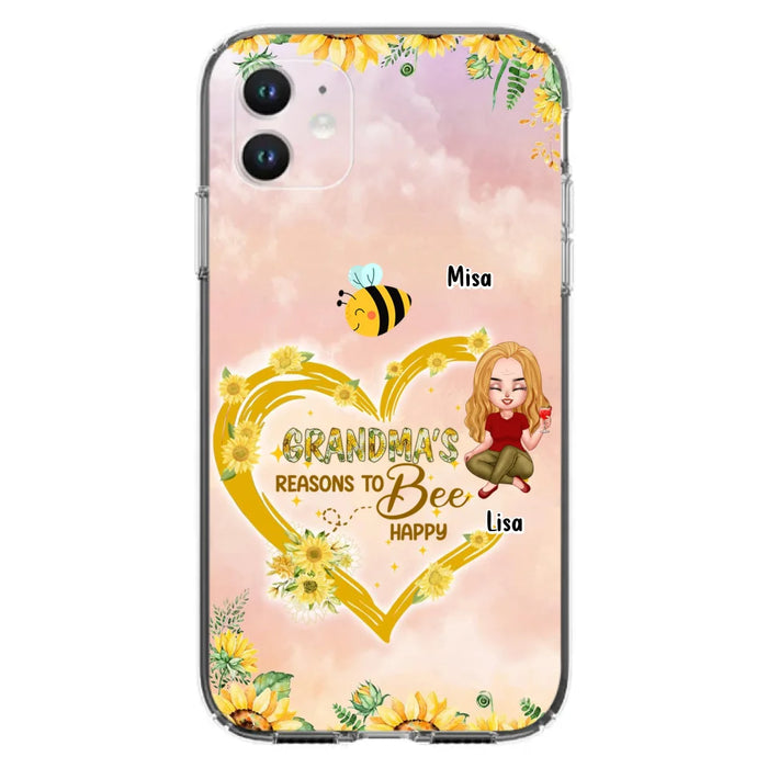 Custom Personalized Grandma Phone Case - Up to 6 Kids - Mother's Day Gift For Grandma - Grandma's Reasons To Bee Happy - Case For iPhone And Samsung