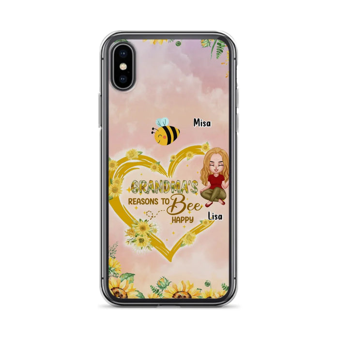 Custom Personalized Grandma Phone Case - Up to 6 Kids - Mother's Day Gift For Grandma - Grandma's Reasons To Bee Happy - Case For iPhone And Samsung