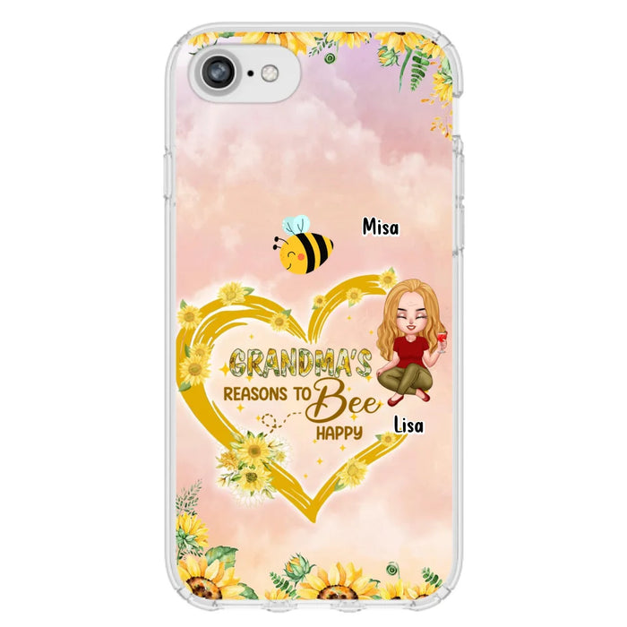 Custom Personalized Grandma Phone Case - Up to 6 Kids - Mother's Day Gift For Grandma - Grandma's Reasons To Bee Happy - Case For iPhone And Samsung