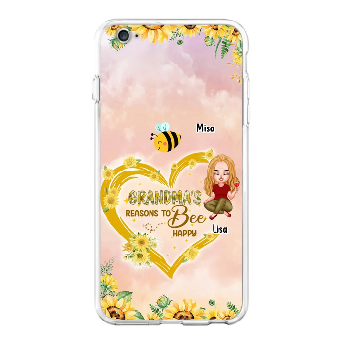 Custom Personalized Grandma Phone Case - Up to 6 Kids - Mother's Day Gift For Grandma - Grandma's Reasons To Bee Happy - Case For iPhone And Samsung