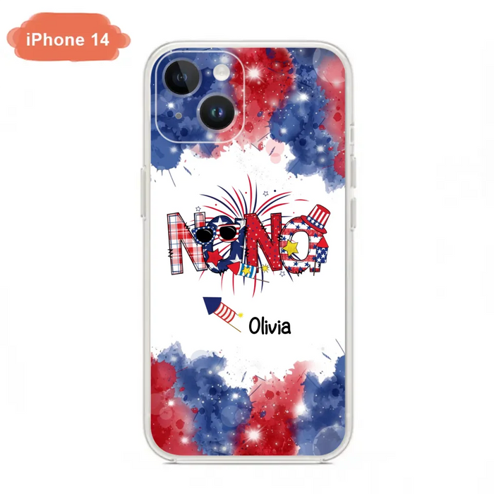 Custom Personalized Grandma Phone Case - 4th of July Mimi Phone Case With Child Names - Up To 10 Children - Gift Idea For Grandma - Cases For Iphone And Samsung