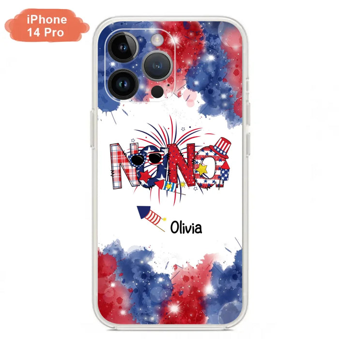 Custom Personalized Grandma Phone Case - 4th of July Mimi Phone Case With Child Names - Up To 10 Children - Gift Idea For Grandma - Cases For Iphone And Samsung