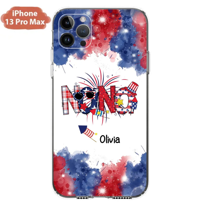 Custom Personalized Grandma Phone Case - 4th of July Mimi Phone Case With Child Names - Up To 10 Children - Gift Idea For Grandma - Cases For Iphone And Samsung