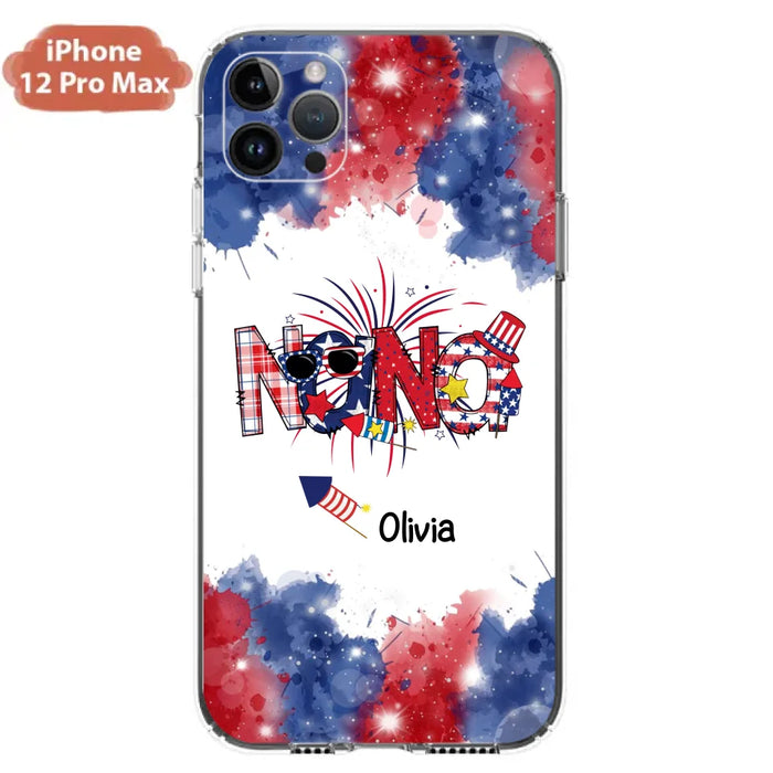 Custom Personalized Grandma Phone Case - 4th of July Mimi Phone Case With Child Names - Up To 10 Children - Gift Idea For Grandma - Cases For Iphone And Samsung